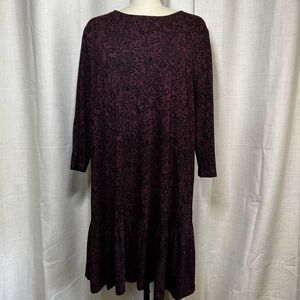 New! LOFT Maternity Dress Paisley Floral Purple Black Long Flowy Size‎ XXL